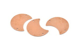 Copper Moon Charm, 10 Raw Copper Moon Charm With 2 Holes, Blanks, Findings (25x15x0.70mm) M714