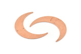 Copper Moon Charm, 4 Raw Copper Crescent Moon Charms With 2 Holes (46x11x0.90mm) M574