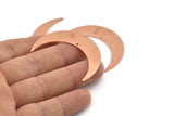 Copper Moon Charm, 4 Raw Copper Crescent Moon Charms With 2 Holes (46x11x0.90mm) M574