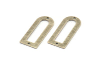 D Shape Charm - 6 Textured Antique Silver Plated Brass D Shape Connectors With 2 Holes, Pendants (30x13x0.80mm) M180
