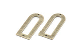 D Shape Charm - 6 Textured Antique Silver Plated Brass D Shape Connectors With 2 Holes, Pendants (30x13x0.80mm) M180