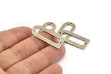 D Shape Charm - 6 Textured Antique Silver Plated Brass D Shape Connectors With 2 Holes, Pendants (30x13x0.80mm) M180