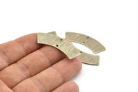 Silver Rectangle Blank 6 Textured Antique Silver Plated Brass Rectangle Connectors With 2 Holes, Stamping Blanks (37x10x0.80mm) M098