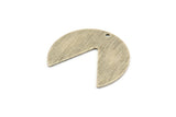 Silver Circle Charm, 4 Textured Antique Silver Plated Brass Pizza Slice Charms With 1 Hole, Blanks, Findings (30x26x0.80mm) M184