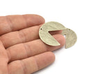 Silver Circle Charm, 4 Textured Antique Silver Plated Brass Pizza Slice Charms With 1 Hole, Blanks, Findings (30x26x0.80mm) M184