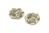 Silver Sea Charm, Antique Silver Plated Brass Sea Creatures Charm With 1 Loop, Pendants, Earrings, Findings (30x28mm) N1103