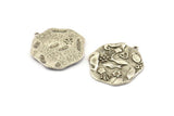 Silver Sea Charm, Antique Silver Plated Brass Sea Creatures Charm With 1 Loop, Pendants, Earrings, Findings (30x28mm) N1103
