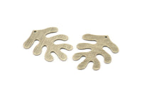 Silver Leaf Charm, 4 Textured Antique Silver Plated Brass Leaf Charms With 1 Hole, Findings (32x25x0.80mm) M482