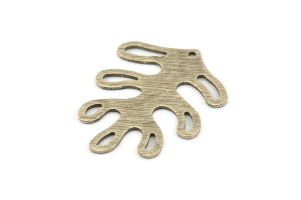Silver Leaf Charm, 4 Textured Antique Silver Plated Brass Leaf Charms With 1 Hole, Findings (32x25x0.80mm) M484
