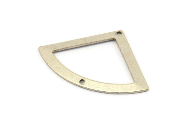 Silver Triangle Charm, 6 Antique Silver Plated Brass Fan Charms With 2 Holes, Connectors, Findings (40x28x0.80mm) M223