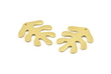 Brass Leaf Charm, 2 Raw Brass Leaf Charms With 1 Hole, Findings (29x22x1mm) N1396