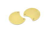 Brass Moon Charm, 12 Raw Brass Crescent Moon Charms With 2 Holes, Blanks (20x15x0.70mm) M809