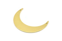 Gold Moon Charm, Gold Plated Brass Crescent Moon Charms With 2 Holes (46x11x0.90mm) M831