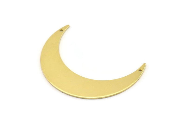 Gold Moon Charm, Gold Plated Brass Crescent Moon Charms With 2 Holes (46x11x0.90mm) M831