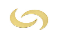 Gold Moon Charm, Gold Plated Brass Crescent Moon Charms With 2 Holes (46x11x0.90mm) M831