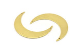 Brass Moon Charm, 6 Raw Brass Crescent Moon Charms With 2 Holes (46x11x0.90mm) M831