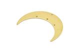 Brass Moon Charm, 6 Raw Brass Crescent Moon Charms With 4 Holes (46x11x0.90mm) M834
