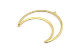 Brass Moon Charm, 6 Raw Brass Crescent Moon Charms With 1 Loop And 2 Holes (50x17x0.90mm) M845