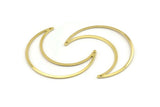 Brass Moon Charm, 6 Raw Brass Crescent Moon Charms With 2 Holes (50x15x0.90mm) M846