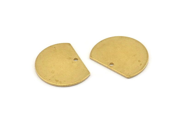 Semi Circle Pendant, 20 Raw Brass Semi Circle Blanks With 1 Hole (18.5x14.5x0.80mm) BS 1724