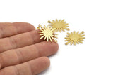 Gold Sunny Connector, 4 Gold Plated Brass Textured Sunny Connectors With 2 Loops (27x22x1mm) D0559 Q0650