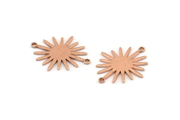Gül Altın Sunny Konnektör, 2 Döngülü 4 Gül Altın Kaplamalı Pirinç Dokulu Sunny Konnektör (27x22x1mm) D0559 Q0650