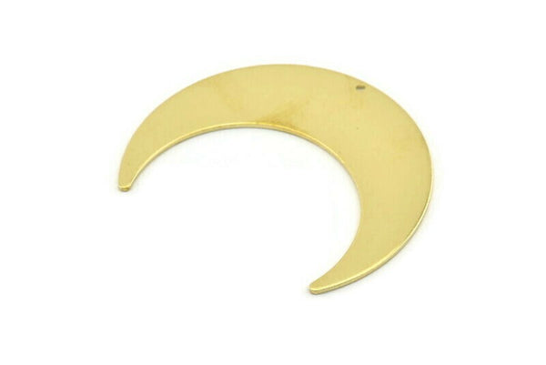Brass Moon Charm, 4 Raw Brass Crescent Moon Charms With 1 Hole, Stamping Blanks (50x15x0.90mm) M836