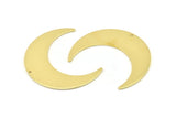 Brass Moon Charm, 4 Raw Brass Crescent Moon Charms With 1 Hole, Stamping Blanks (50x15x0.90mm) M836