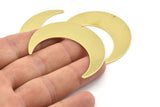 Brass Moon Charm, 4 Raw Brass Crescent Moon Charms With 1 Hole, Stamping Blanks (50x15x0.90mm) M836