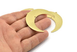 Brass Moon Charm, 4 Raw Brass Crescent Moon Charms With 1 Loop And 1 Hole, Stamping Blanks (50x17x0.90mm) M823