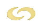 Brass Moon Charm, 4 Raw Brass Crescent Moon Charms With 1 Loop And 2 Holes, Stamping Blanks (50x17x0.90mm) M824