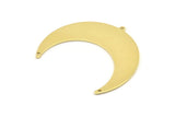 Brass Moon Charm, 4 Raw Brass Crescent Moon Charms With 1 Loop And 2 Holes, Stamping Blanks (50x17x0.90mm) M824
