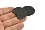 Black Moon Charm, 2 Textured Oxidized Black Brass Moon Stamping Blanks With 2 Holes, Connectors (35x28x0.80mm) M104