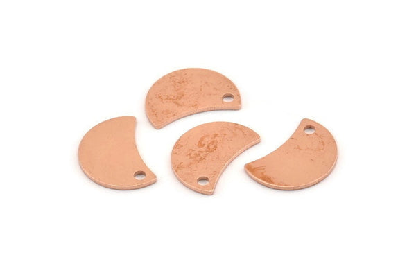 Copper Moon Charm, 12 Raw Copper Crescent Moon Charms With 1 Hole (13x8x0.70mm) M420