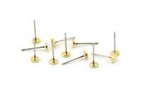 Brass Round Earring, 12 Raw Brass Round Earring Studs (4x0.80mm) A1531