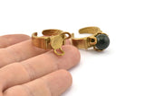 Brass Ring Setting, 2 Raw Brass Ring Settings With 3 Claws U125