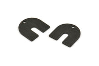Black U Shape Charm, 12 Textured Oxidized Black Brass U Shaped Charms With 1 Hole, Blank (15x0.80mm) M332