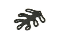 Black Leaf Charm, 4 Textured Oxidized Black Brass Leaf Charms With 1 Hole, Findings (32x25x0.80mm) M484