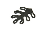 Black Leaf Charm, 4 Textured Oxidized Black Brass Leaf Charms With 1 Hole, Findings (32x25x0.80mm) M484