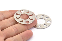 Moon Phases Pendant, Silver Tone Brass Circle Pendants, Earring Findings (34x1mm) U113