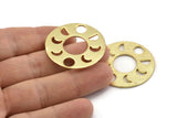 Moon Phases Pendant, Gold Plated Brass Circle Pendants, Earring Findings (34x1mm) U113