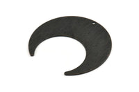 Black Moon Charm, 2 Textured Oxidized Black Brass Crescent Moon Charms With 1 Hole (42x16x0.80mm) M057