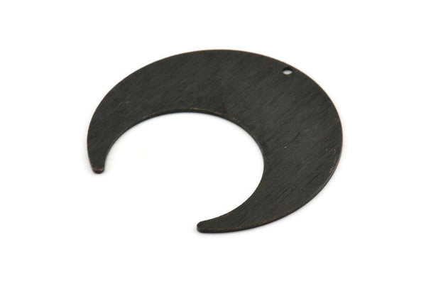Black Moon Charm, 2 Textured Oxidized Black Brass Crescent Moon Charms With 1 Hole (42x16x0.80mm) M057