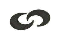 Black Moon Charm, 2 Textured Oxidized Black Brass Crescent Moon Charms With 1 Hole (42x16x0.80mm) M057