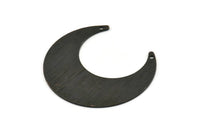 Black Moon Charm, 2 Textured Oxidized Black Brass Crescent Moon Charms With 2 Holes (42x16x0.80mm) M058