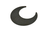 Black Moon Charm, 2 Textured Oxidized Black Brass Crescent Moon Charms With 2 Holes (42x16x0.80mm) M058