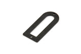 D Shape Charm - 6 Textured Oxidized Black Brass D Shape Connectors With 2 Holes, Pendants (30x13x0.80mm) M180