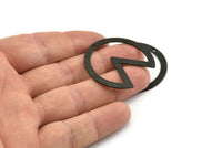 Black Circle Charm, 4 Textured Oxidized Black Brass Pizza Slice Pendants With 1 Hole, Findings (37x34x0.80mm) M190