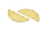 Semi Circle Charm, 8 Raw Brass Half Moon Charms With 8 Holes, Stamping Blank (39x15x0.90mm) M642