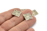Silver Square Charm, 20 Textured Antique Silver Plated Brass Square Charms With 1 Hole (13x13mm) Brs 433 A0100